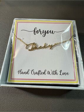 Handmade Personalized "Becky" Name Necklace 925 Gold Script Chain 16” Length NEW